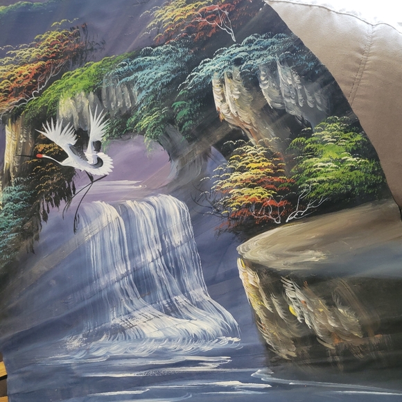 Vintage large hand painted Chinese bamboo fan. - Picture 6 of 6